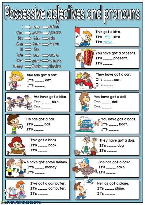Grammar Worksheet Possessive Adjectives
