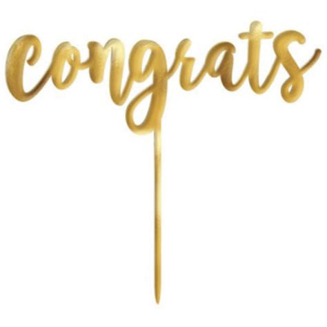 Metallic Gold Congrats Cake Topper Pop Party Supply