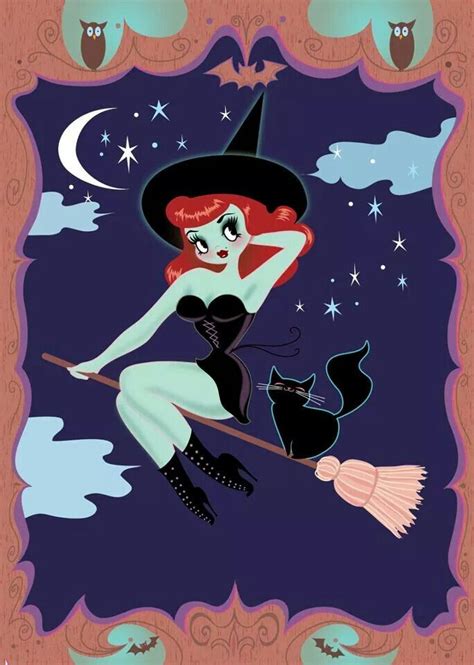 Witch Pinup Miss Fluff Halloween Art Halloween Graphics