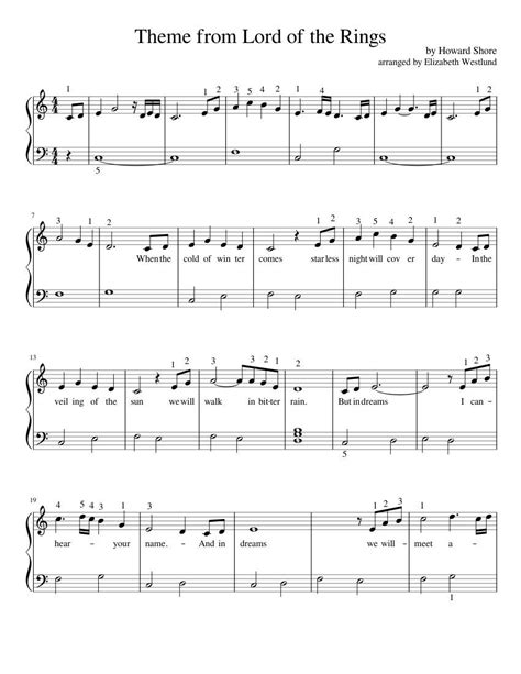 Print And Download In Pdf Or Midi Theme From Lord Of The Rings Piano