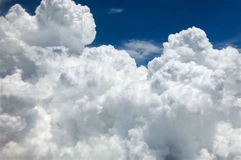Free Stock Photo of White Compact Puffy Clouds In Sky