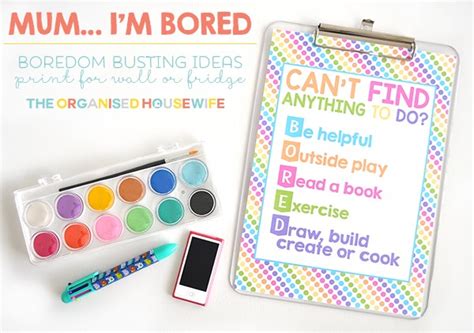 Im Bored Checklist For Kids The Organised Housewife