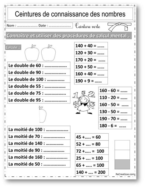 Numeration Ceintures Connaissance Des Nombres Et Calcul Recreatisse