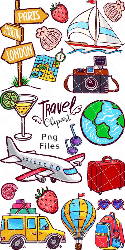 Scrapbook Clipart Scrapbook Stickers Travel Illustration Graphic Design Illustration Travel