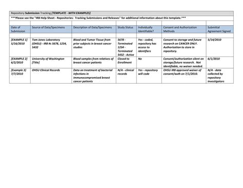 Repository Tracking Template Word