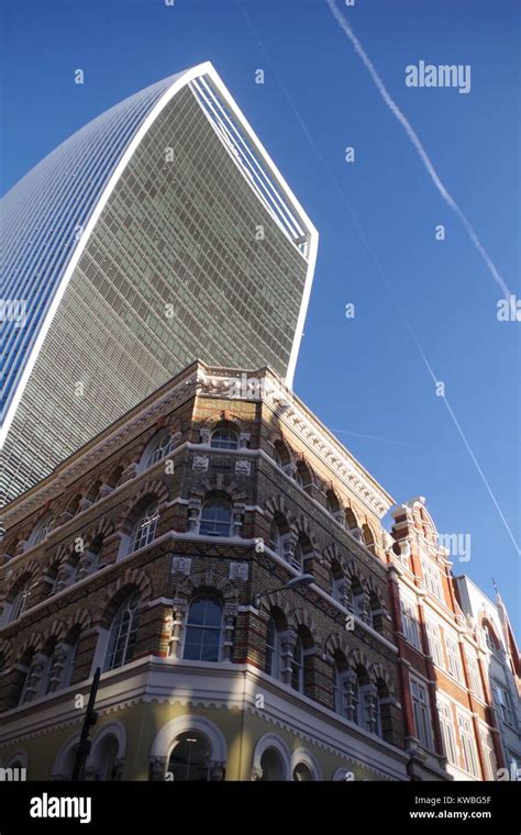 Walkie Talkie Postmodern Skyscraper Towering Over Traditional Old