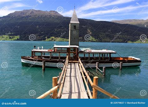 Tower Of Resia Lake Church Stock Image Image Of Lake 22979837