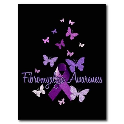 Fibromyalgia Awareness Ribbon And Butterflies Postcard Zazzle