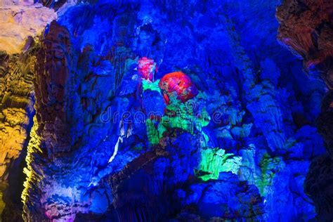 Color Illumination Of Underground Caves Stock Photo Image Of Geologic