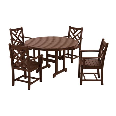 Polywood Chippendale Round Outdoor Dining Set 5 Piece Pw Pws122 1