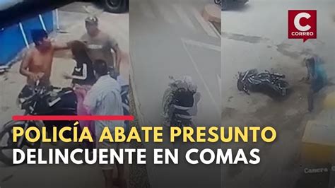 cÁmaras captan momento en que policÍa abate a delincuente que lo asaltó en comas youtube