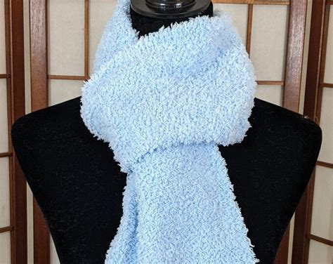 Baby Blue Scarf Fluffy Blue Scarf Handwoven Etsy