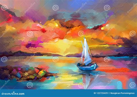 Impressionism Image Of Seascape Paintings With Sunlight Background