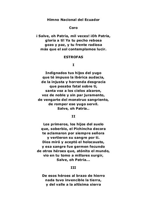 Letra Del Himno Nacional Ecuador Kulturaupice