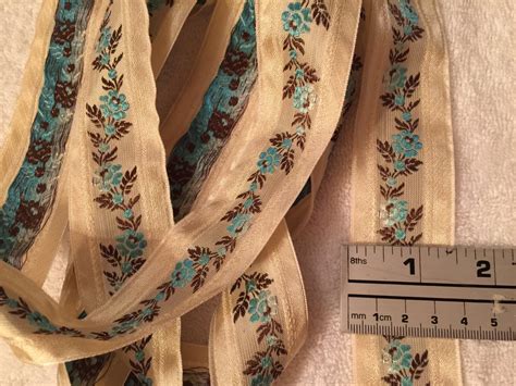 Vintage Jacquard Ribbon Trim With Embroidered Florals Floral Etsy