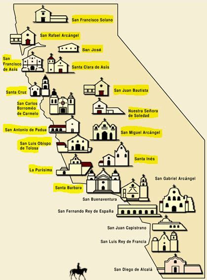 Map Of California Missions Printable