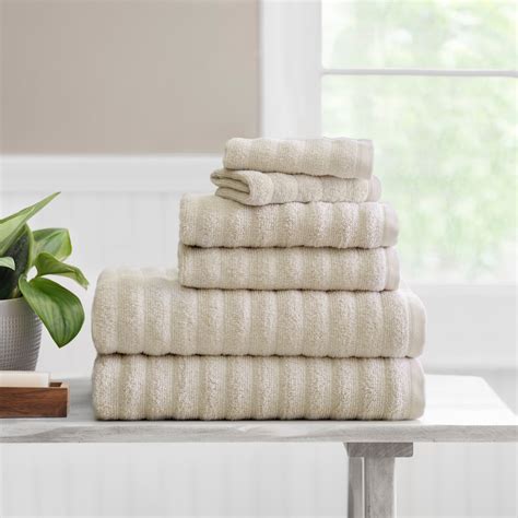 Mainstays Performance Textured Bath Towel Piece Set Beige Walmart Com