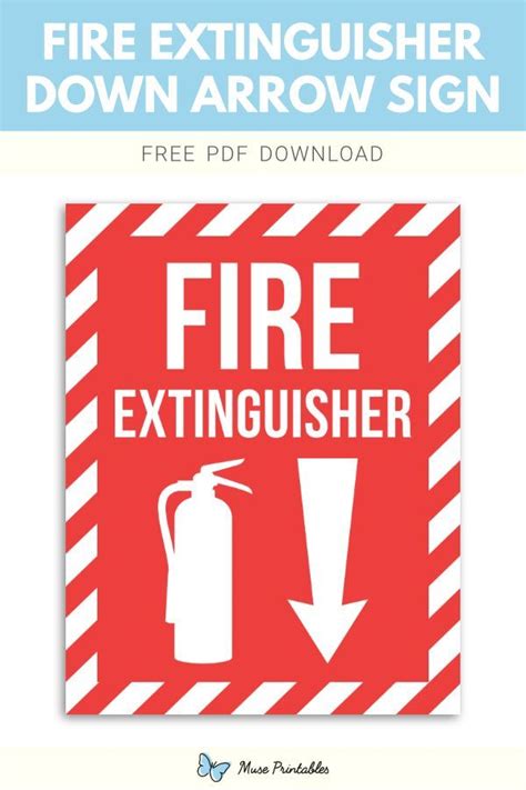 Free Printable Fire Extinguisher Down Arrow Sign Template In PDF Format Download It At Https
