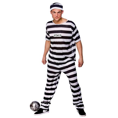 Prison Break Convict Prisoner Mens Fancy Dress Party Halloween Costume