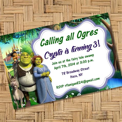 Shrek Printable Birthday Party Invitation Any Age Digital You Etsy