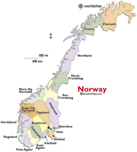 Norwegen Regionen Karte