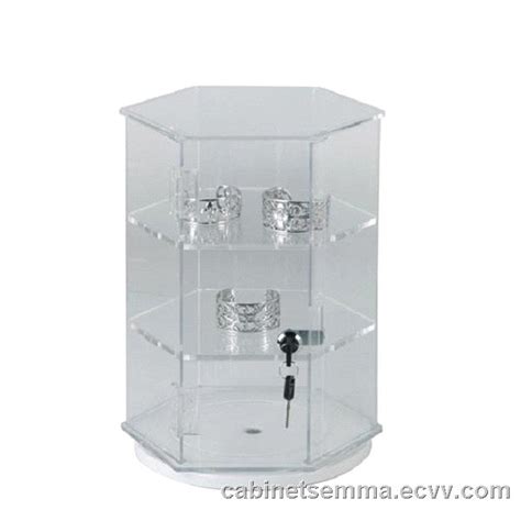 Lockable Rotating Acrylic Display Cabinet Clear Perspex Display Case 6