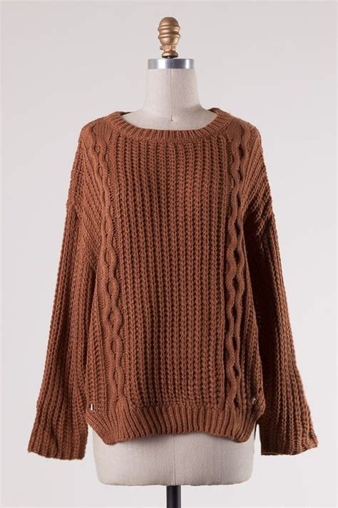 Burnt Orange Braided Cable Knit Sweater Longhorn Fashions Sweaters