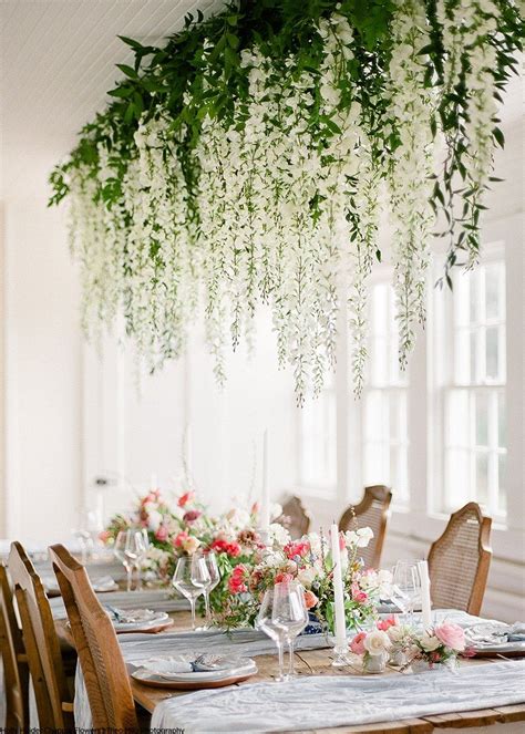 Silk White Wisteria Flowers Afloral Indoor Wedding Ceremonies Diy