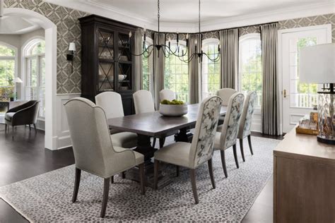 Contemporary Dining Room With Geometric Wallpaper Hgtv