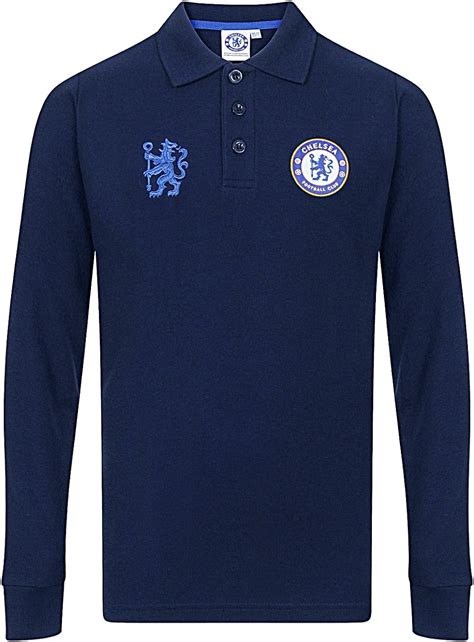 Chelsea Fc Official Football T Boys Long Sleeve Polo Shirt Navy 8 9
