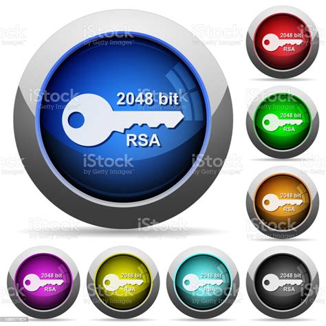 2048 Bit Rsa Encryption Round Glossy Buttons Stock Illustration