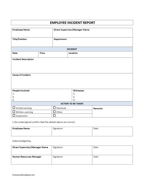 It Incident Report Template Word Document
