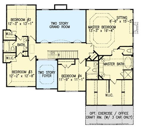 House Plan With Study Option And 2 Story Great Room 15720ge