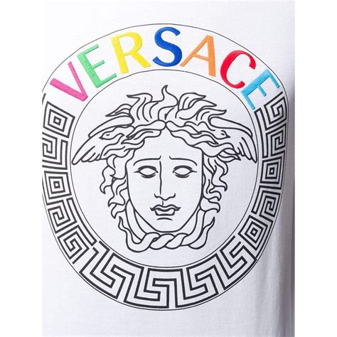 Versace Embroidered Logo Medusa T Shirt White Oznico