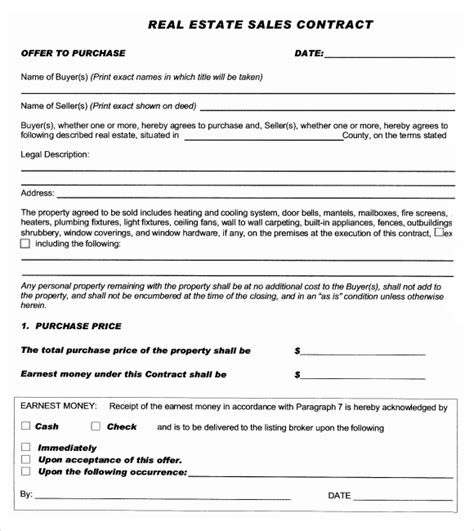 Free Printable Sales Contract For Real Estate Free Templates Printable