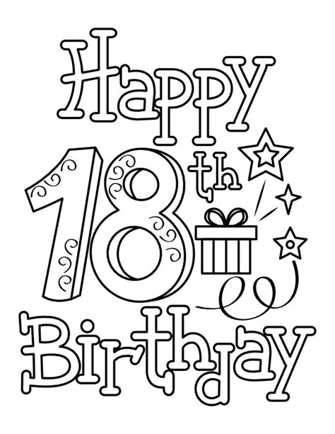 Happy 18th Birthday Coloring Pages Kids Birthday Party