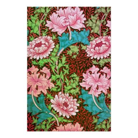 William Morris Chrysanthemum Floral Wallpaper Poster