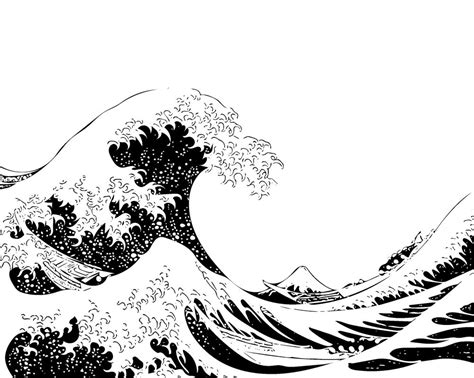 Awasome The Great Wave Off Kanagawa Black And White Wallpaper