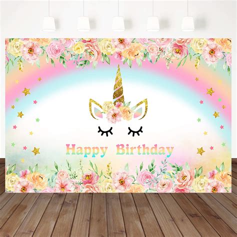 Mehofoto Unicorn Photography Backdrop Rainbow Unicorn Happy Birthday