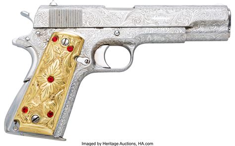 Engraved Colt 1911 Government Model Semi Automatic Pistol Lot