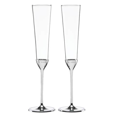 Lenox Liberty Crystal Champagne Flutes Glasses Set 2 Br