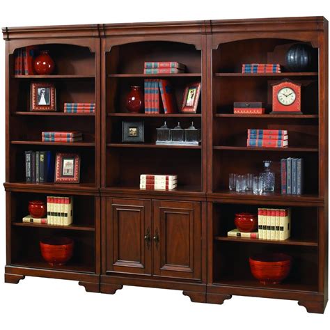 Richmond 3 Piece Cherry Brown Bookcase Wall Rc Willey Brown Bookcase Modular Home Office