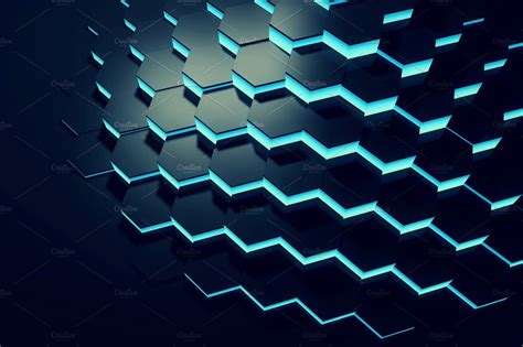 Glowing Blue Hexagon Background By Ink Drop On Creativemarket Hexagon