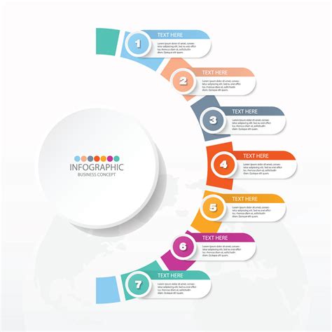 Basic Circle Infographic Template With 7 Steps Process Or Options