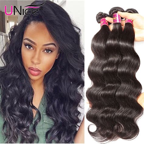Unice Indian Virgin Hair Body Wave 3pcs Natural Human Hair Extensions 7a Unprocessed Indian Body