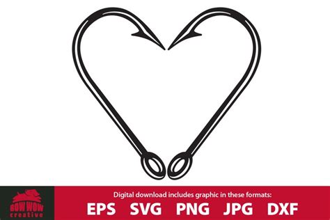 Fish Hook Heart - Fishing SVG Cutting File & Clipart