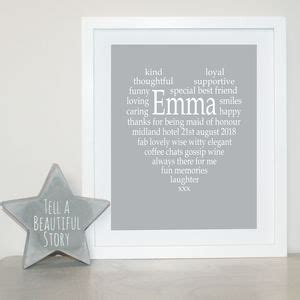 Maid Of Honour Personalised Thank You Print By Tillybob And Me
