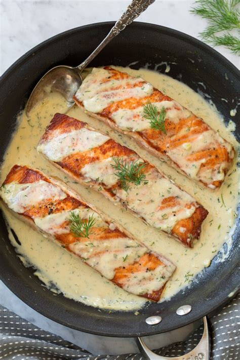 All you need is about 20 minutes and a handful of ingredients. Salmon with Creamy Garlic Dijon Sauce - Healthy Recipes