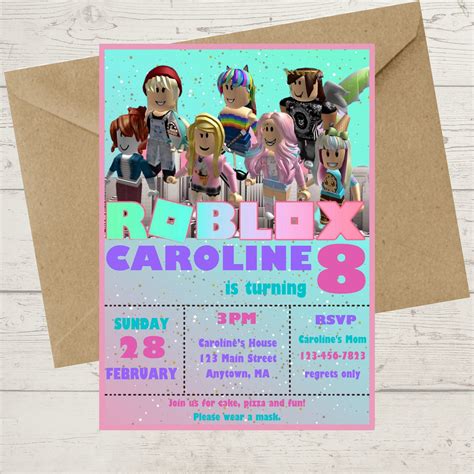 Roblox Personalized Digital Party Invitation Girls Etsy