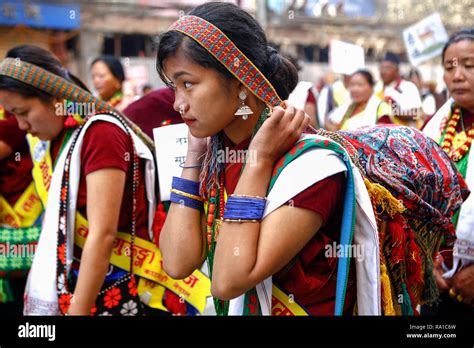 Nepalese Women From Ethnic Gurung Community In Traditional Attire Take
